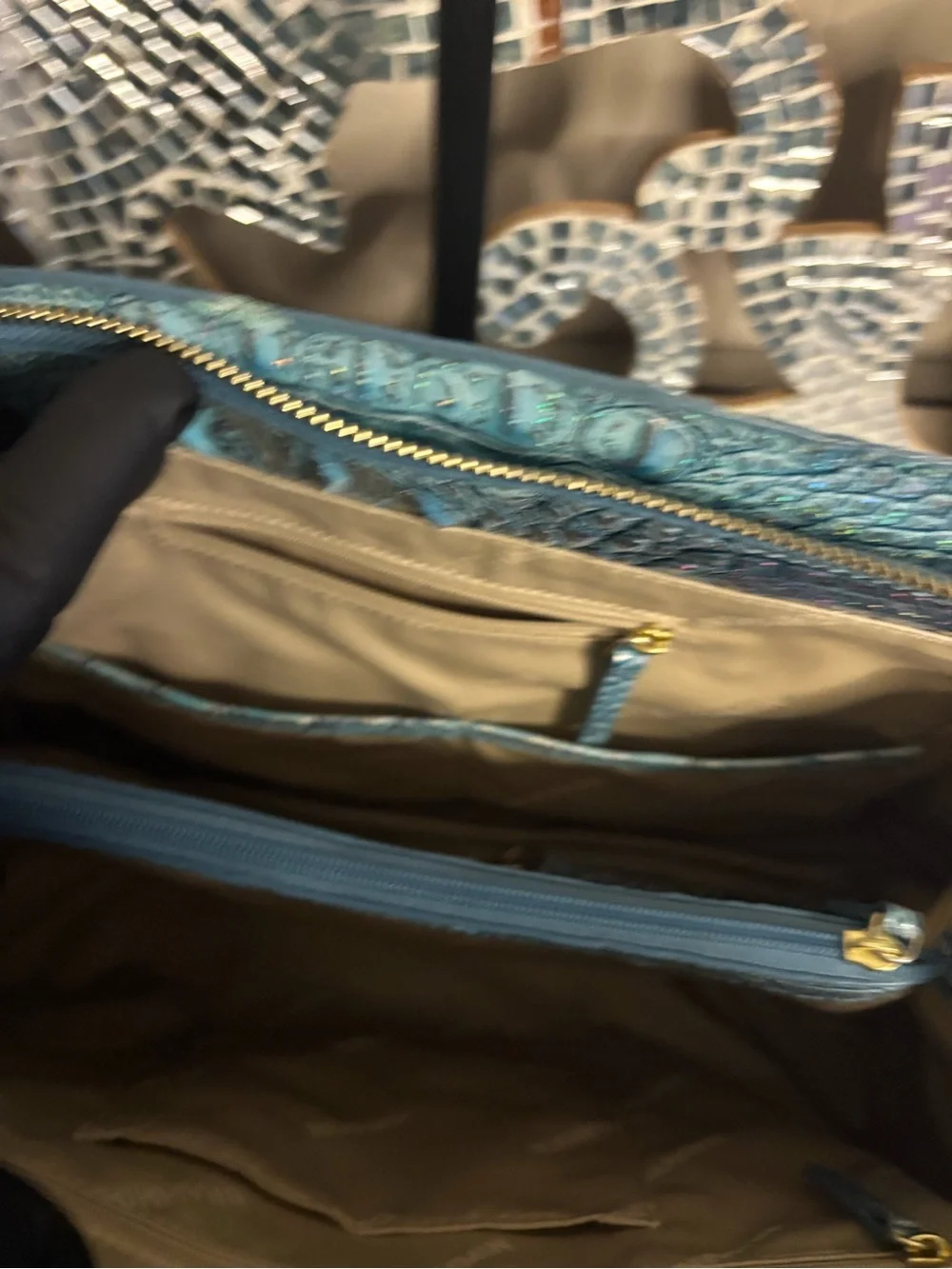 🌟Brahmin Teal Croc-Embossed Leather Satchel